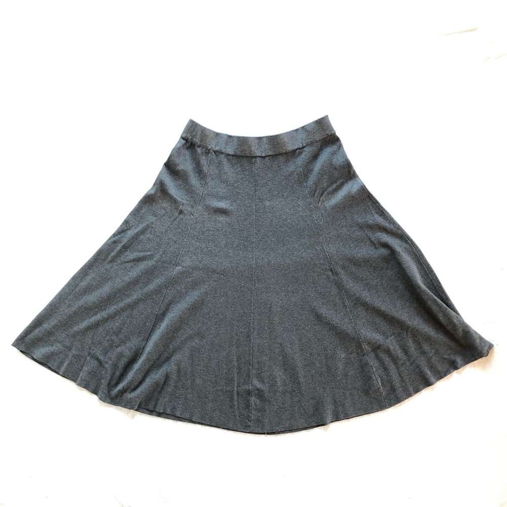 Charter Club Sweater Knit Flare Skirt Midi Gray